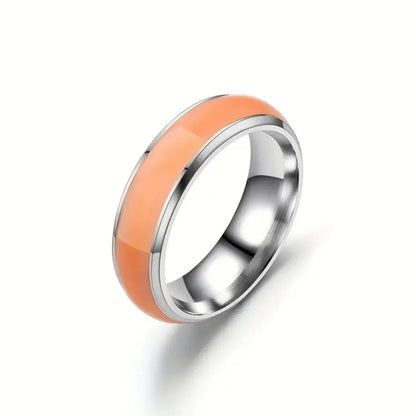 Titanium Steel Simple Style Geometric Luminous Epoxy Rings