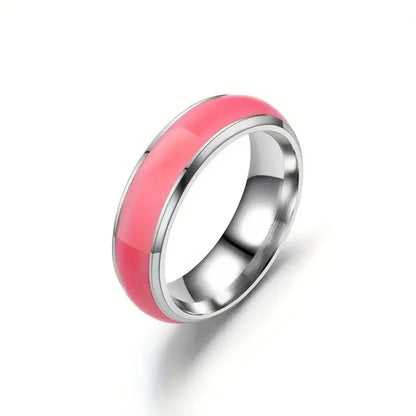 Titanium Steel Simple Style Geometric Luminous Epoxy Rings