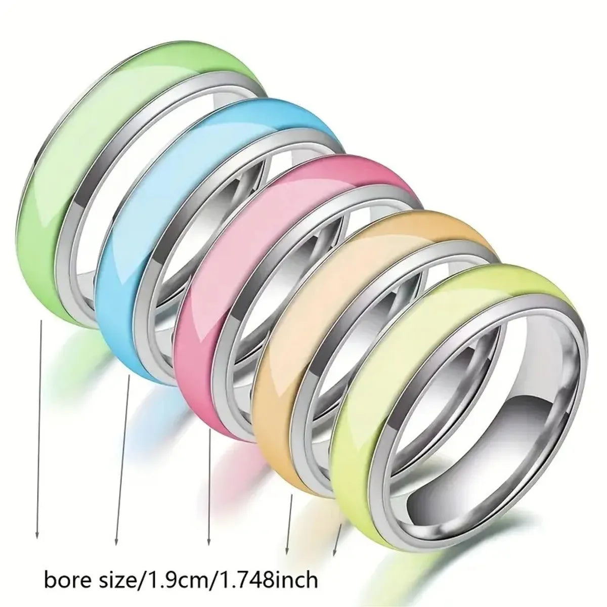 Titanium Steel Simple Style Geometric Luminous Epoxy Rings