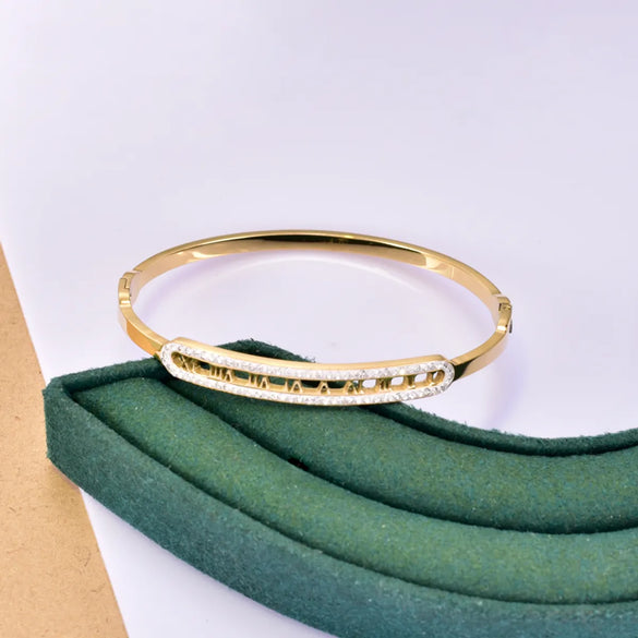 Titanium Steel Simple Style Geometric Plating Inlay Zircon Bangle