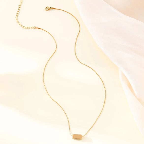 Wholesale Jewelry Simple Style Geometric Customization Laser Engraving Titanium Steel 18K Gold Plated Plating Pendant Necklace