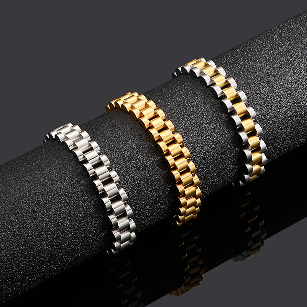 Titanium Steel Simple Style Geometric Plating Rings Bracelets