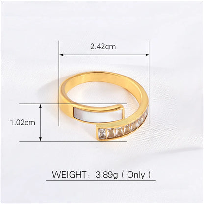 Wholesale Jewelry Simple Style Geometric Titanium Steel Shell Zircon 18K Gold Plated Plating Rings