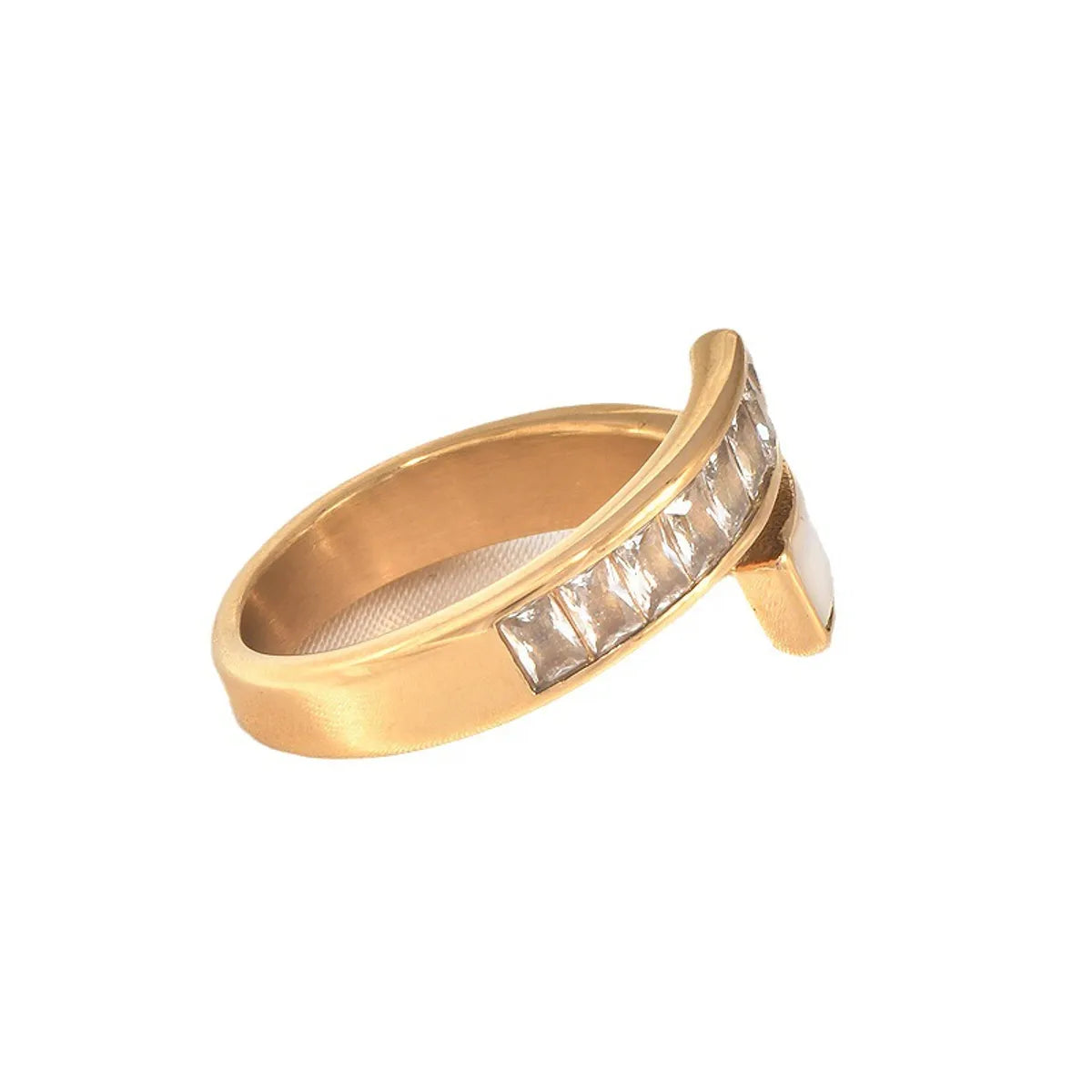 Wholesale Jewelry Simple Style Geometric Titanium Steel Shell Zircon 18K Gold Plated Plating Rings