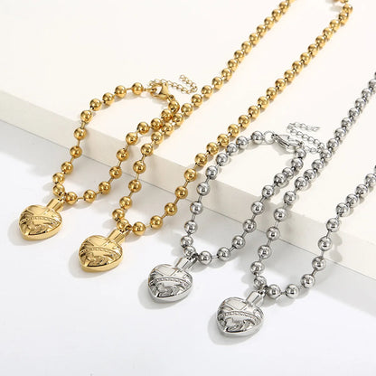 Titanium Steel Simple Style Heart Shape Inlay Rhinestones Jewelry Set