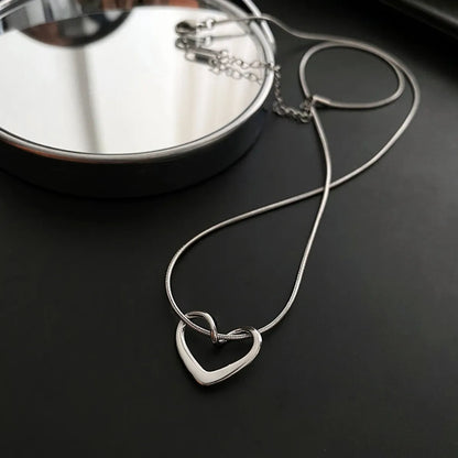 Titanium Steel Simple Style Heart Shape Pendant Necklace