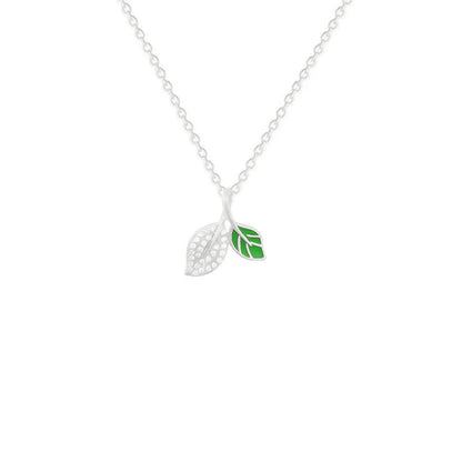 Titanium Steel Simple Style Leaves Inlay Rhinestones Pendant Necklace