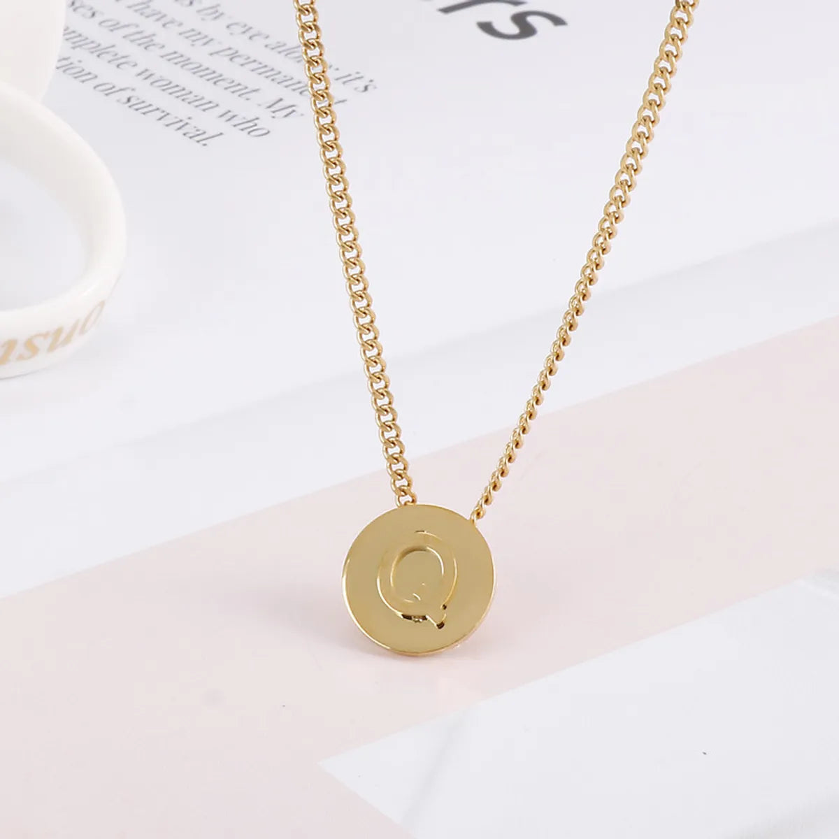 Titanium Steel Simple Style Letter Plating Pendant Necklace