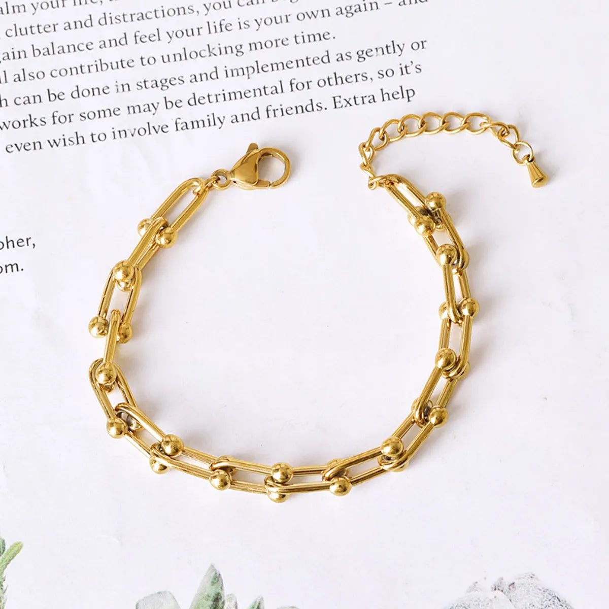 Wholesale Jewelry Simple Style U Shape 304 Stainless Steel 18K Gold Plated Plating Chain Bracelets Earrings Necklace