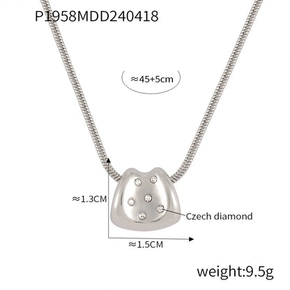 Titanium Steel Simple Style Plating Geometric Artificial Diamond Pendant Necklace