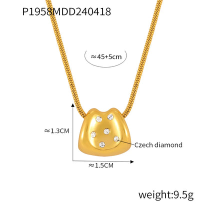 Titanium Steel Simple Style Plating Geometric Artificial Diamond Pendant Necklace