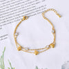 Simple Style Heart Shape Eye Flower 304 Stainless Steel 18K Gold Plated Glass Stone Bracelets In Bulk