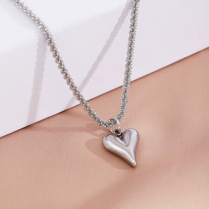 Titanium Steel Simple Style Plating Heart Shape Pendant Necklace