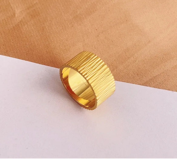 Wholesale Jewelry Simple Style Solid Color 304 Stainless Steel Titanium Steel 18K Gold Plated Plating Wide Band Rings