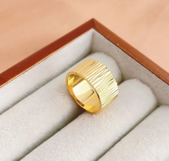 Wholesale Jewelry Simple Style Solid Color 304 Stainless Steel Titanium Steel 18K Gold Plated Plating Wide Band Rings