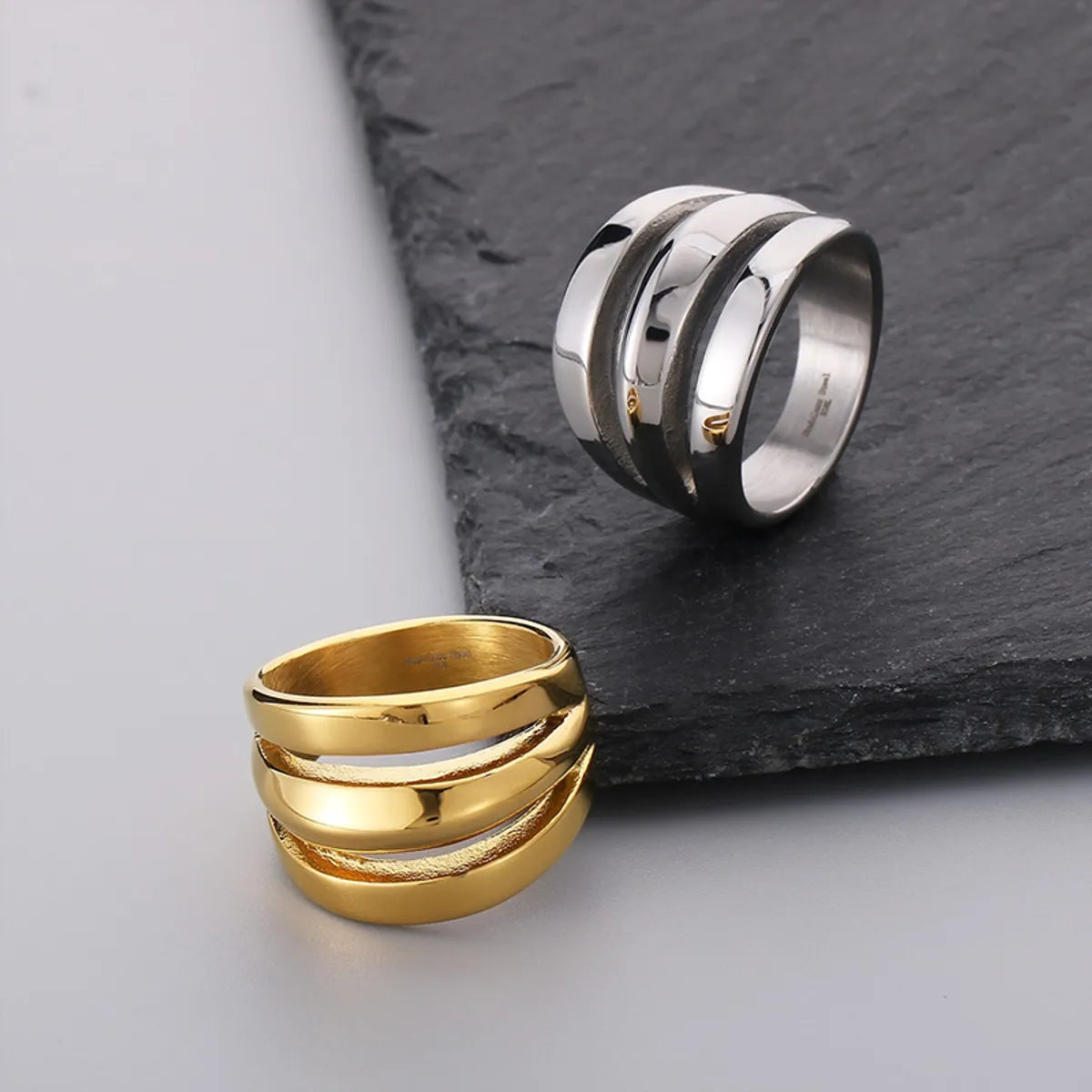 Titanium Steel Simple Style Solid Color Hollow Out Rings