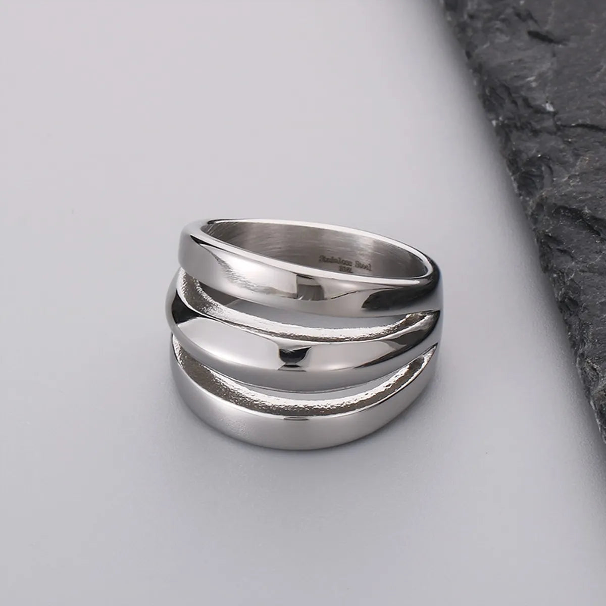 Titanium Steel Simple Style Solid Color Hollow Out Rings