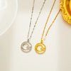 Titanium Steel Simple Style Star Moon Inlay Zircon Pendant Necklace
