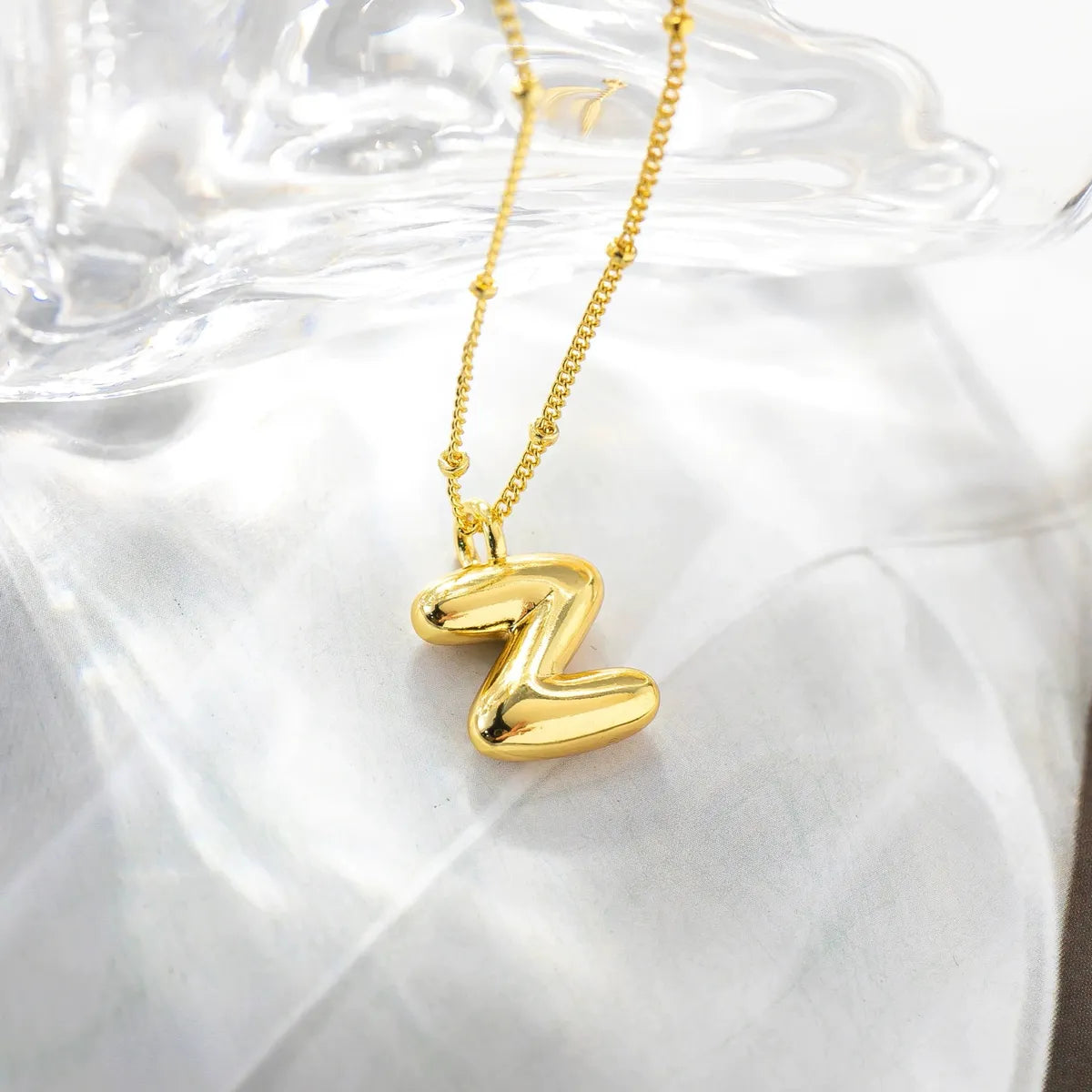 Wholesale Simple Style Streetwear Letter Copper K Gold Plated Pendant Necklace