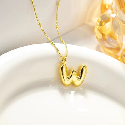 Wholesale Simple Style Streetwear Letter Copper K Gold Plated Pendant Necklace