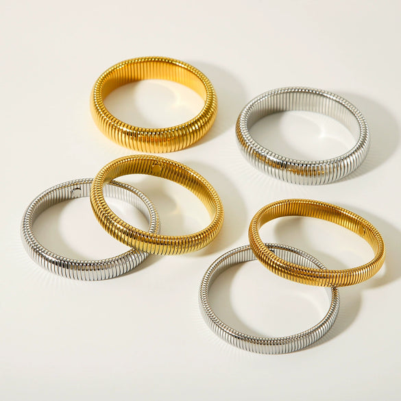 Titanium Steel Singlelayer Elastic Snake Chain Bracelet Geometric Diamond Style