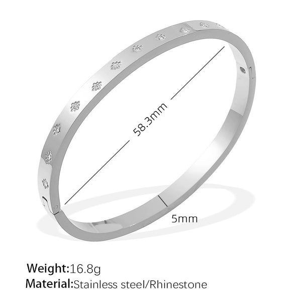 316L Stainless Steel Sixpointed Star Buckle Bracelet 18K Goldplated With Zircon