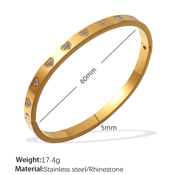 316L Stainless Steel Sixpointed Star Buckle Bracelet 18K Goldplated With Zircon