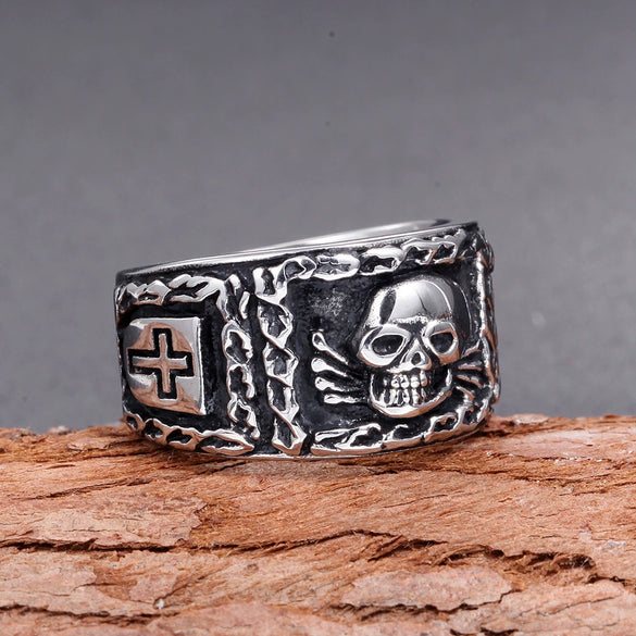Titanium Steel Skull Ring For Men Electroplated