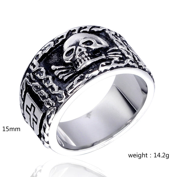 Titanium Steel Skull Ring For Men Electroplated