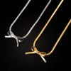 Titanium Steel Snake Bone Chain Bow Necklace Gold Plated