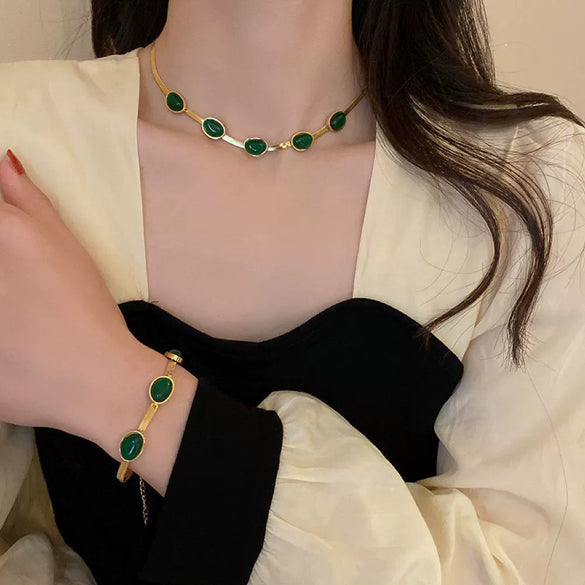 Titanium Steel Snake Bone Chain Necklace For Women Electroplated Simple Fashion