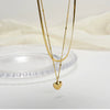 Titanium Steel Snake Bone Chain Necklace With Geometry Pendant For Women Real Gold Plating