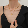 Titanium Steel Snake Bone Chain Necklace With Geometry Pendant For Women Real Gold Plating