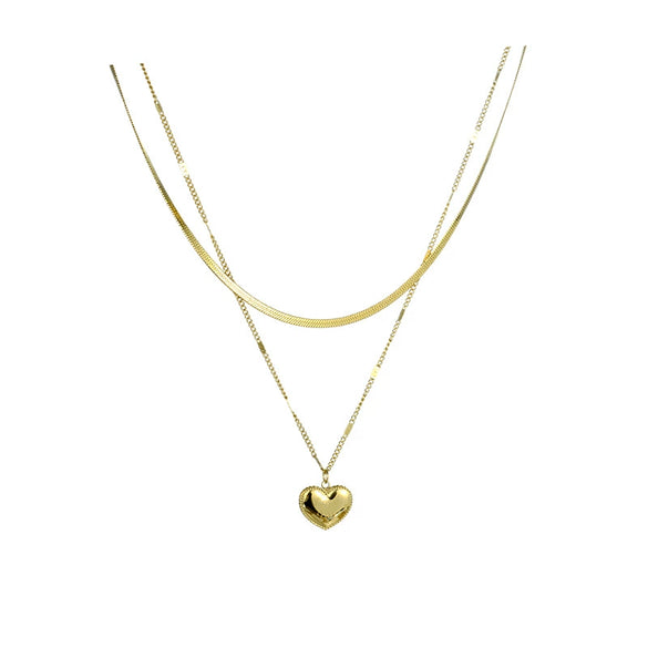 Titanium Steel Snake Bone Chain Necklace With Geometry Pendant For Women Real Gold Plating