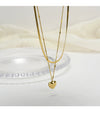 Titanium Steel Snake Bone Chain Necklace With Geometry Pendant For Women Real Gold Plating