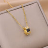Titanium Steel Snake Bone Pendant Necklace With Drop Shape Pattern Rose Gold Electroplated Simple Cartoon Style