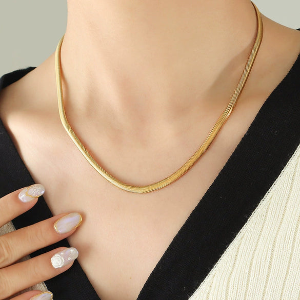 Titanium Steel Snake Bone Ushaped Necklace Electroplated Minimalist Style