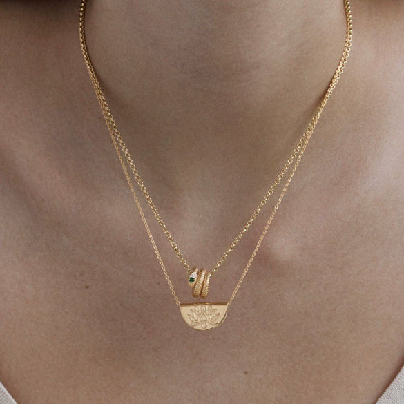 Titanium Steel Snake Pendant Necklace With Geometric Pattern Retro Style Electroplated