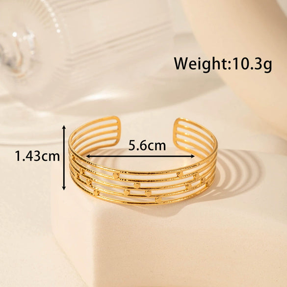 Titanium Steel Snakeshaped Ginkgo Leaf Cold Style Simple Allmatch Opening Adjustable Bracelet Electroplated
