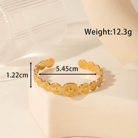 Titanium Steel Snakeshaped Ginkgo Leaf Cold Style Simple Allmatch Opening Adjustable Bracelet Electroplated