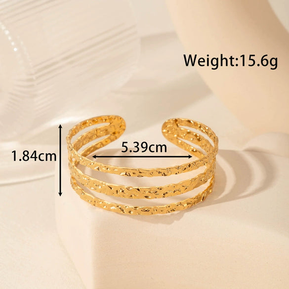 Titanium Steel Snakeshaped Ginkgo Leaf Cold Style Simple Allmatch Opening Adjustable Bracelet Electroplated