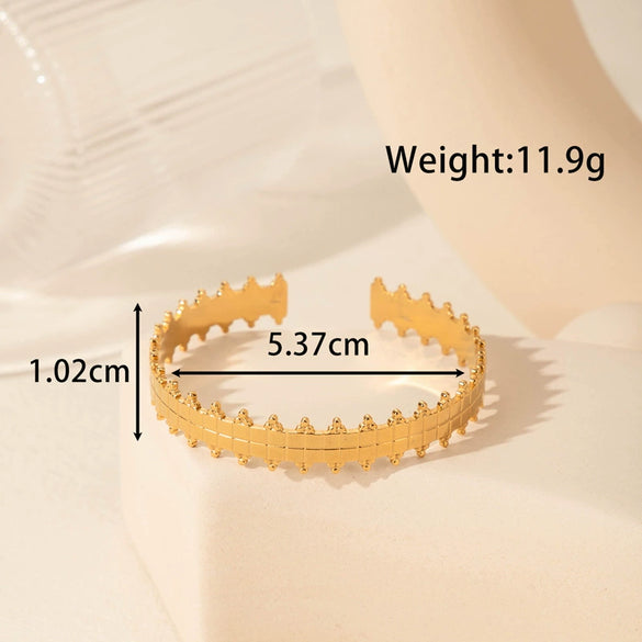 Titanium Steel Snakeshaped Ginkgo Leaf Cold Style Simple Allmatch Opening Adjustable Bracelet Electroplated