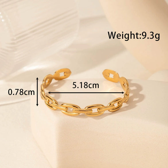 Titanium Steel Snakeshaped Ginkgo Leaf Cold Style Simple Allmatch Opening Adjustable Bracelet Electroplated