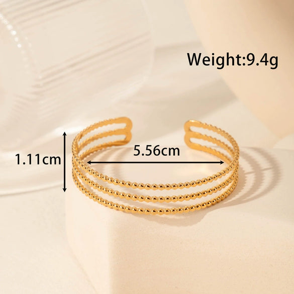 Titanium Steel Snakeshaped Ginkgo Leaf Cold Style Simple Allmatch Opening Adjustable Bracelet Electroplated