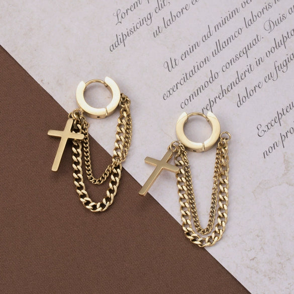 Titanium Steel Snakeshaped Leaf Chain Pendant Earrings For Women
