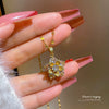Titanium Steel Snowflake Zircon Pendant Necklace Microinlaid Copperplated Real Gold Geometric Cartoon Style For Female
