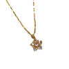 Titanium Steel Snowflake Zircon Pendant Necklace Microinlaid Copperplated Real Gold Geometric Cartoon Style For Female