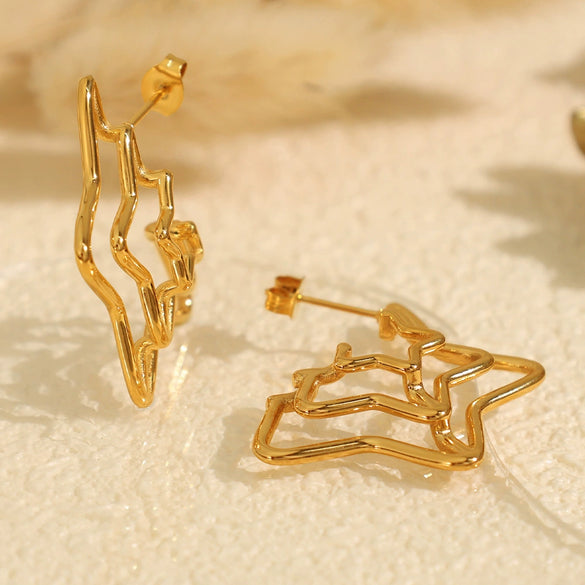 316L Stainless Steel Spider Web Fivepointed Star Earrings Electroplated Stylish Cold Style