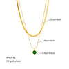 Titanium Steel Square Geometric Diamond Pendant Necklace With Double Layer Chain And Electroplating Treatment