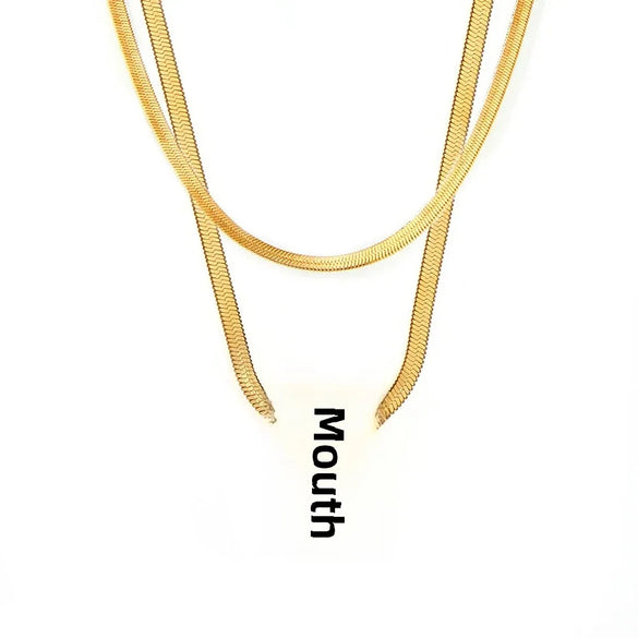 Titanium Steel Square Geometric Fritillaria Pendant Blade Necklace Gold Plated